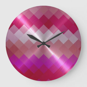 Metallic Metal Diamond Chevron Pattern 2 Grote Klok