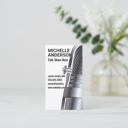 Metallic microfoon visitekaartje (Staand voorkant)