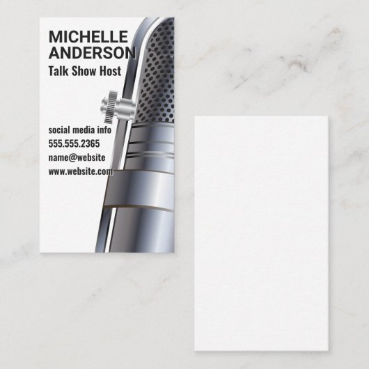 Metallic microfoon visitekaartje (Voorkant / Achterkant)