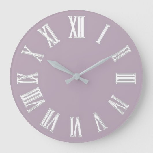 Metallic minima Roman Numbers Zilver Grey Grote Klok (Voorkant)