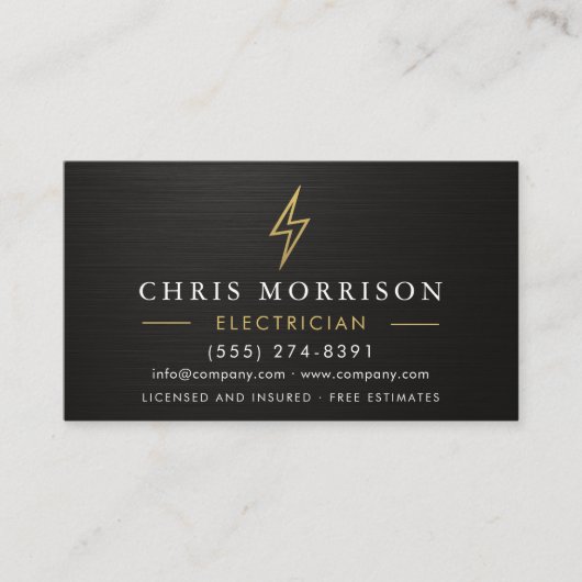 Metallic Minimal Electrician Black Gold Visitekaartje (Voorkant)