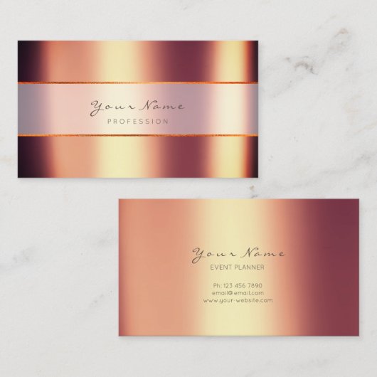 Metallic minimale strepes koper Lux Visitekaartje (Voorkant / Achterkant)