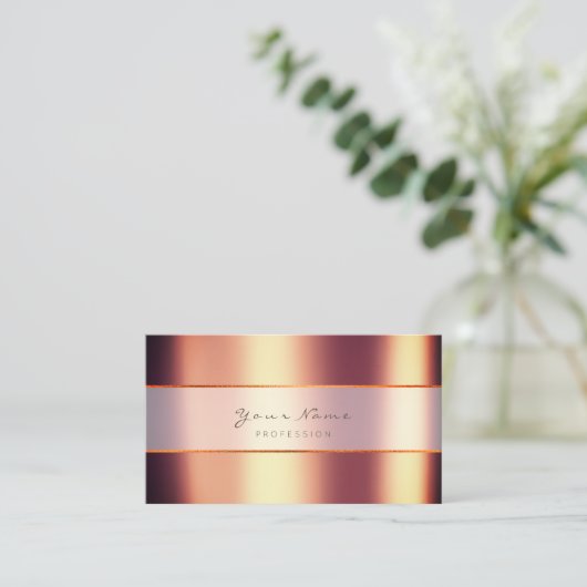 Metallic minimale strepes koper Lux Visitekaartje (Staand voorkant)