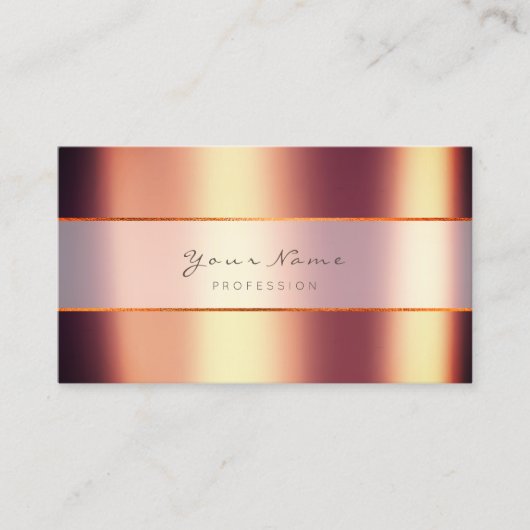 Metallic minimale strepes koper Lux Visitekaartje (Voorkant)