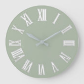 Metallic minimum Roman Numbers zilver Mint Green Grote Klok (Voorkant)