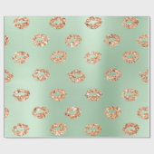 Metallic Mint Green Tiffany 3D Roos Gold Copper Cadeaupapier (Vlak)