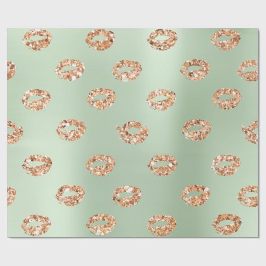 Metallic Mint Green Tiffany 3D Roos Gold Copper Cadeaupapier (Vlak)