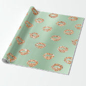 Metallic Mint Green Tiffany 3D Roos Gold Copper Cadeaupapier (Uitgerold)