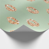 Metallic Mint Green Tiffany 3D Roos Gold Copper Cadeaupapier (Hoek)