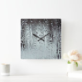 Metallic Modern Abstract Rain Droplets Personalize Vierkante Klok (Huis)