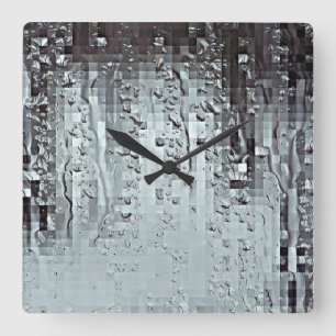 Metallic Modern Abstract Rain Droplets Personalize Vierkante Klok