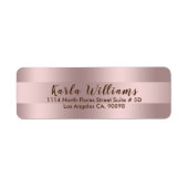 Metallic modern roos-gouden strippatroon etiket (Voorkant)