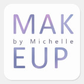 Metallic Moderne Typografie Makeup Artist Monogram Vierkante Sticker (Voorkant)