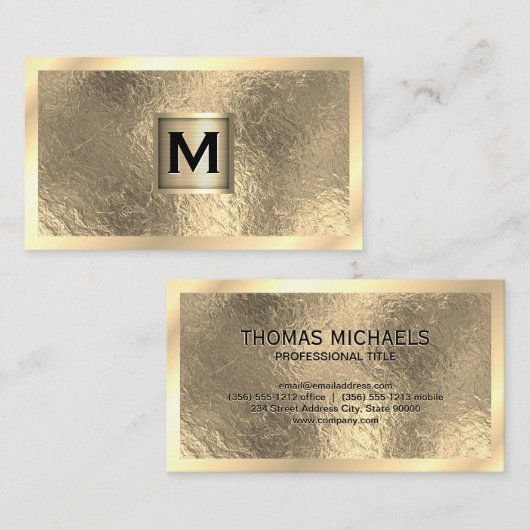 Metallic Monogram Banner | Gouden Rand | Goud Foli Visitekaartje (Voorkant / Achterkant)