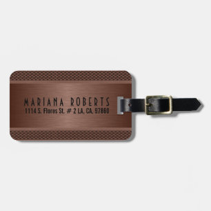 Metallic monogram bruin geborsteld aluminium look bagagelabel