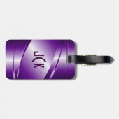 Metallic monogram Paarse geborsteld aluminium look Bagagelabel (Achterkant horizontaal)