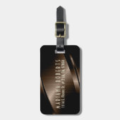 Metallic monogramed bruin 3 geborsteld aluminium l bagagelabel (Voorkant verticaal)