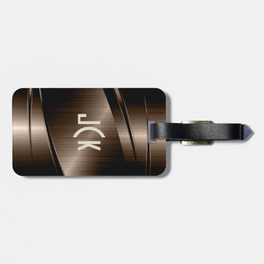 Metallic monogramed bruin 3 geborsteld aluminium l bagagelabel (Achterkant horizontaal)