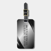 Metallic Monogramed Grijs Geborsteld Aluminium Loo Bagagelabel (Voorkant verticaal)