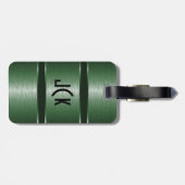Metallic Monogramed Groen Geborsteld Aluminium Loo Bagagelabel (Achterkant horizontaal)
