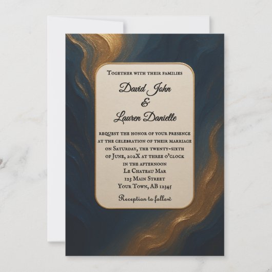 Metallic Muse foto bruiloft uitnodiging (Voorkant)