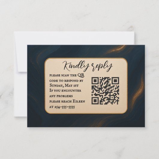 Metallic Muse QR-code Huwelijksreactiekaart RSVP Kaartje (Voorkant)