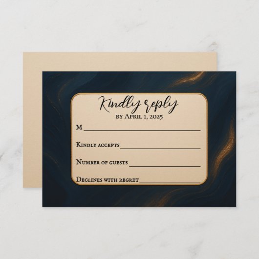Metallic Muse Wedding RSVP Card (Voorkant / Achterkant)