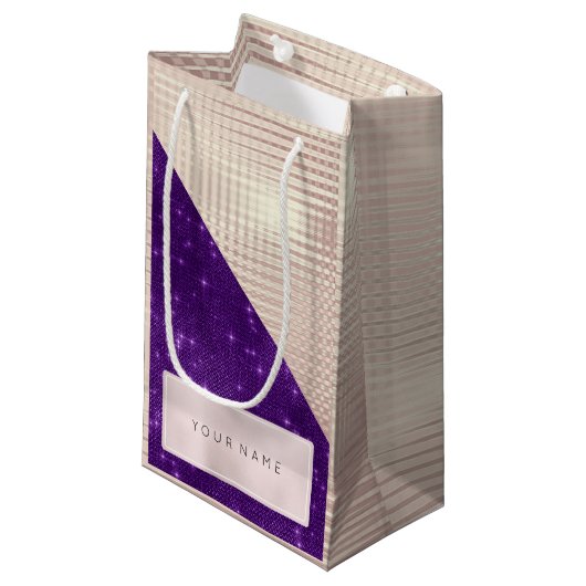Metallic naam Roos Gold Name Paars Violet Pearl Klein Cadeauzakje (Voorkant Gekanteld)