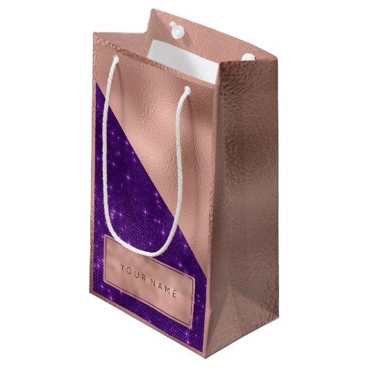 Metallic naam Roos Gold Name Paars Violet Spark Klein Cadeauzakje (Voorkant Gekanteld)