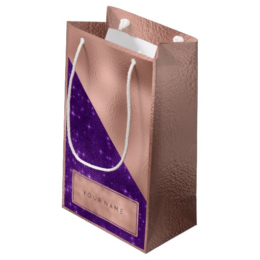 Metallic naam Roos Gold Name Paars Violet Spark Klein Cadeauzakje (Achterkant Gekanteld)