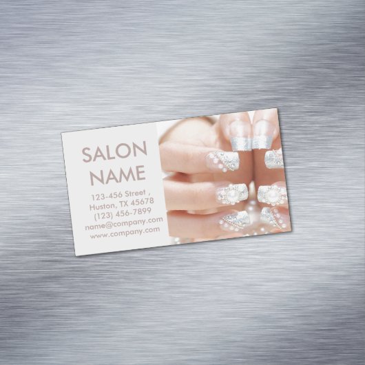 metallic nagels mode beauty SPA nagelsalon Visitekaartje Magneet (Voorbeeld)