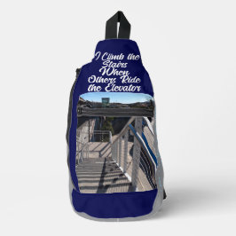 Metallic Nature Cityscape Stairs Print Cut Sew Bag Sling Bag
