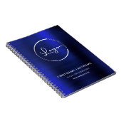 Metallic Navy Blue Business Professional Logo Naam Notitieboek (Rechterzijde)