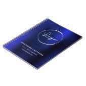 Metallic Navy Blue Business Professional Logo Naam Notitieboek (Linkerzijde)
