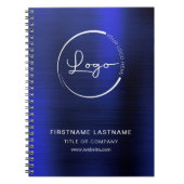Metallic Navy Blue Business Professional Logo Naam Notitieboek (Voorkant)