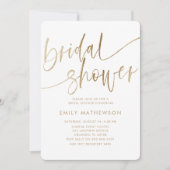 Metallic Nepgoud Typografie Bruidsdouche Kaart (Voorkant)