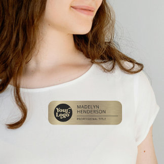Metallic Old Gold Company Logo Medewerker Magnetis Naamplaatje
