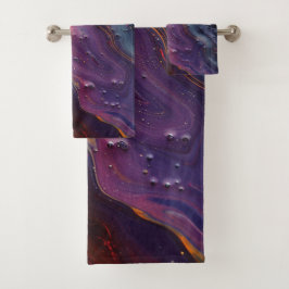 Metallic olie werveling kunst handdoek set