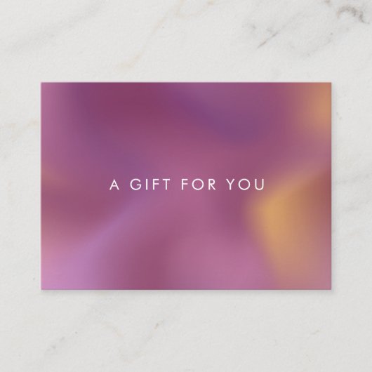 metallic ombre roze cadeaubon visitekaartje (Voorkant)
