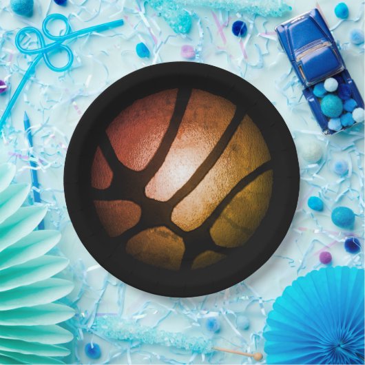 Metallic Oranje Basketball Ball Birthday Paper Pla Papieren Bordje (Feest)