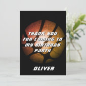 Metallic Oranje Basketball Birthday Bedankkaart (Staand voorkant)