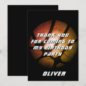 Metallic Oranje Basketball Birthday Bedankkaart (Voorkant / Achterkant)