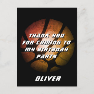 Metallic Oranje Basketball Birthday Hartelijk dank Briefkaart