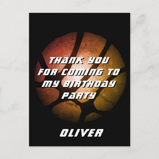 Metallic Oranje Basketball Birthday Hartelijk dank Briefkaart (Voorkant)