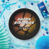 Metallic Oranje Basketball Birthday Papieren Bordje (Feest)
