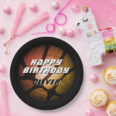 Metallic Oranje Basketball Birthday Papieren Bordje (Feest)