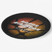 Metallic Oranje Basketball Birthday Papieren Bordje (Gekanteld)