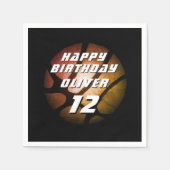 Metallic Oranje Basketball Birthday Servet (Voorkant)