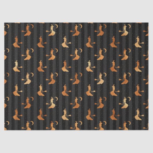 Metallic Oranje witches zwarte halloween-ontkoppel Tissuepapier (Voorkant)