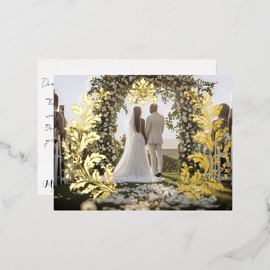 Metallic ornamentie bedankt folie uitnodiging briefkaart (Voorkant / Achterkant)